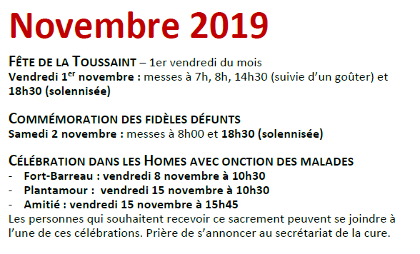 Les rendez-vous de novembre à la basilique