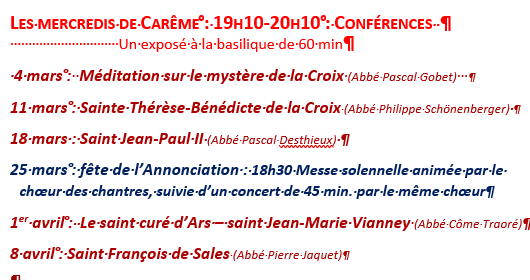 ANNULATION des Conférences à la basilique – les mercredis de Carême à 19h10