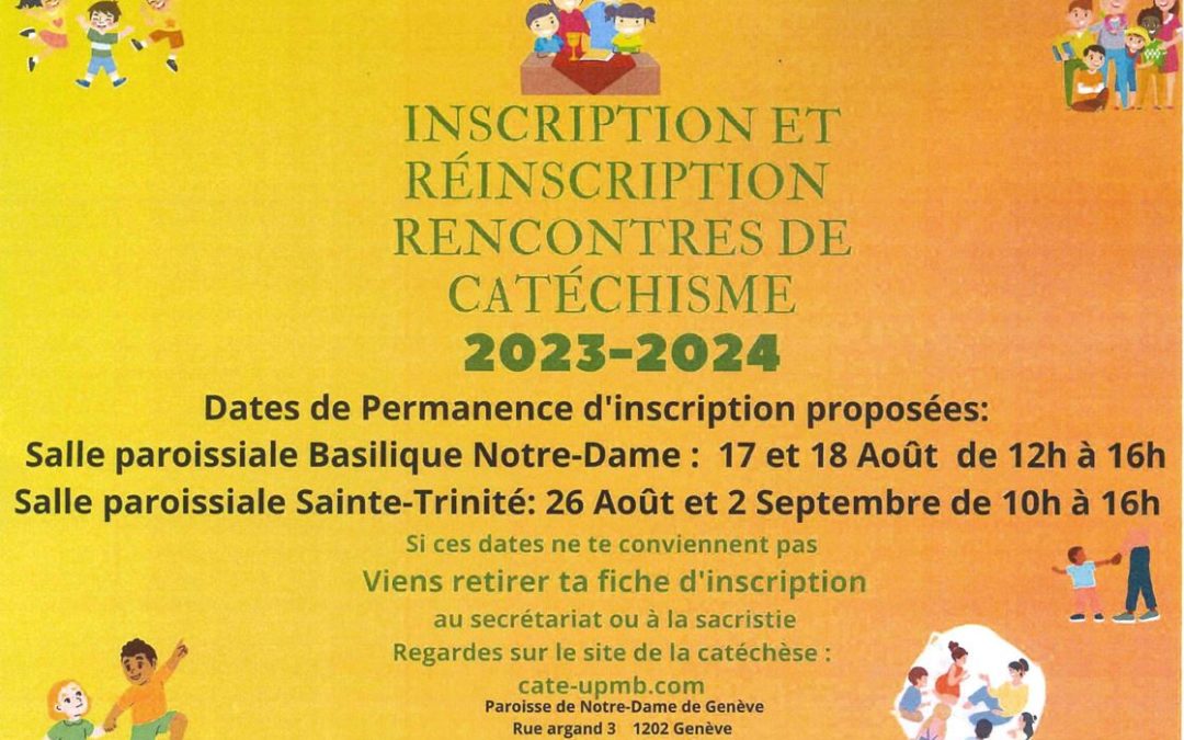 Inscription aux rencontres de catéchisme 2023-2024 – UP Mont-Blanc